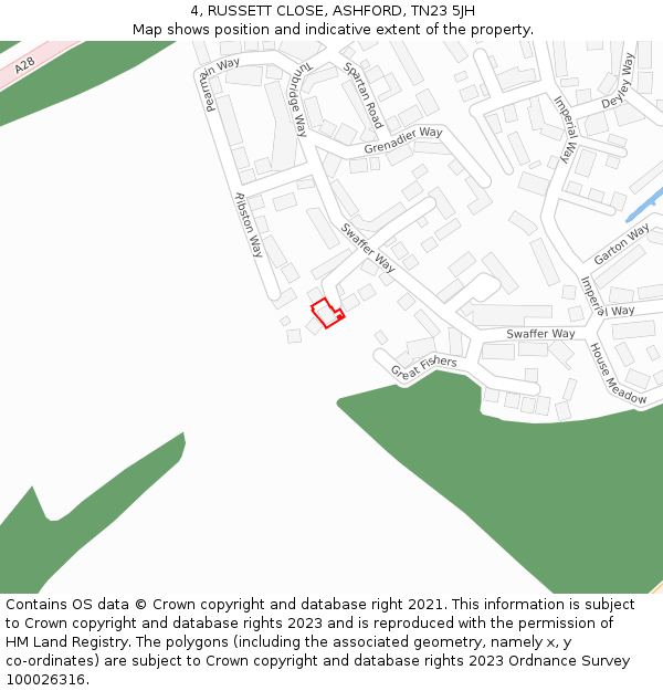 4, RUSSETT CLOSE, ASHFORD, TN23 5JH: Location map and indicative extent of plot