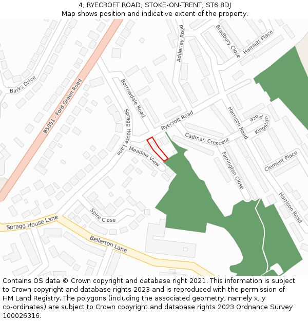 4, RYECROFT ROAD, STOKE-ON-TRENT, ST6 8DJ: Location map and indicative extent of plot