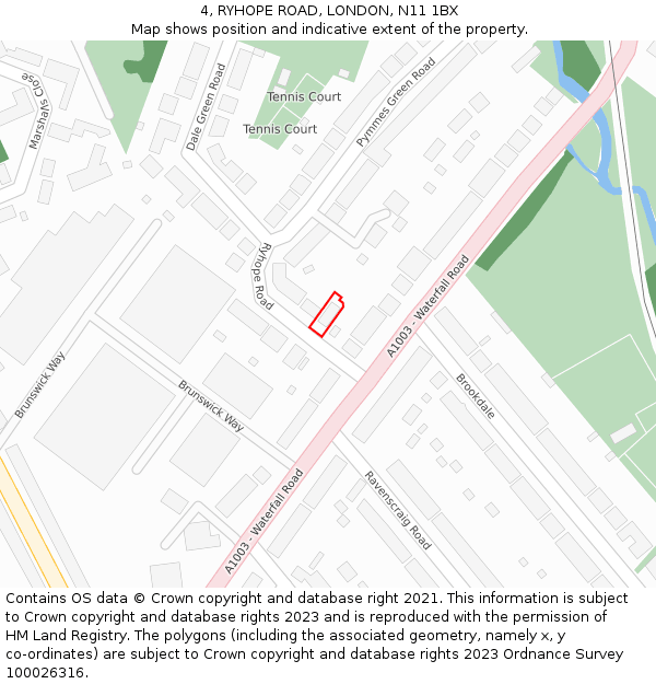4, RYHOPE ROAD, LONDON, N11 1BX: Location map and indicative extent of plot