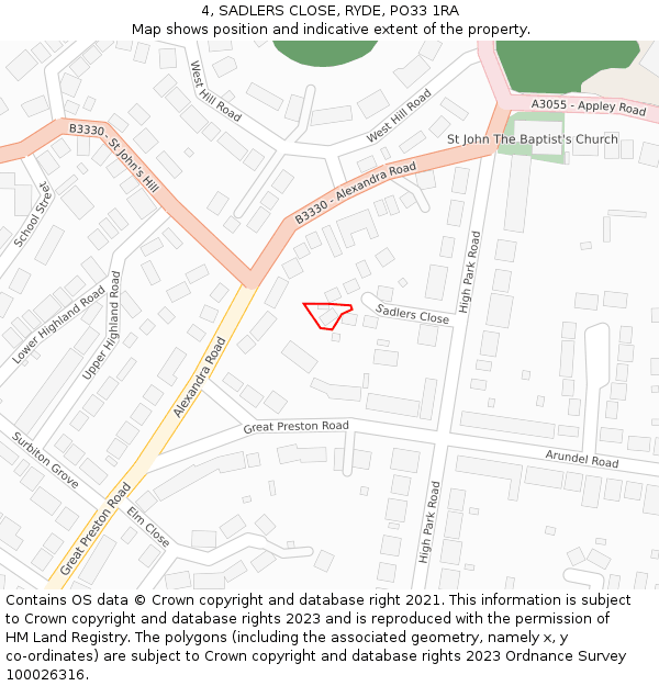 4, SADLERS CLOSE, RYDE, PO33 1RA: Location map and indicative extent of plot