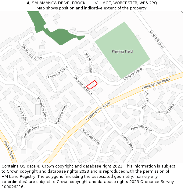 4, SALAMANCA DRIVE, BROCKHILL VILLAGE, WORCESTER, WR5 2PQ: Location map and indicative extent of plot