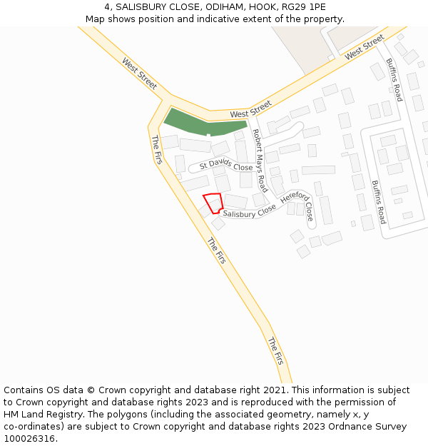 4, SALISBURY CLOSE, ODIHAM, HOOK, RG29 1PE: Location map and indicative extent of plot