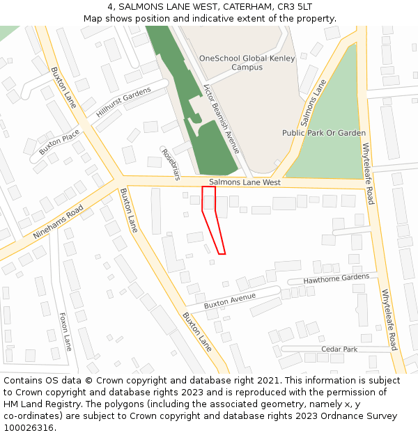 4, SALMONS LANE WEST, CATERHAM, CR3 5LT: Location map and indicative extent of plot