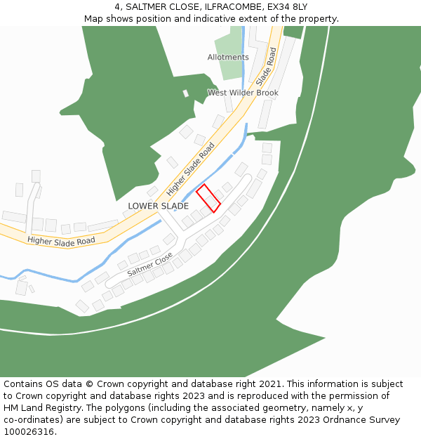 4, SALTMER CLOSE, ILFRACOMBE, EX34 8LY: Location map and indicative extent of plot