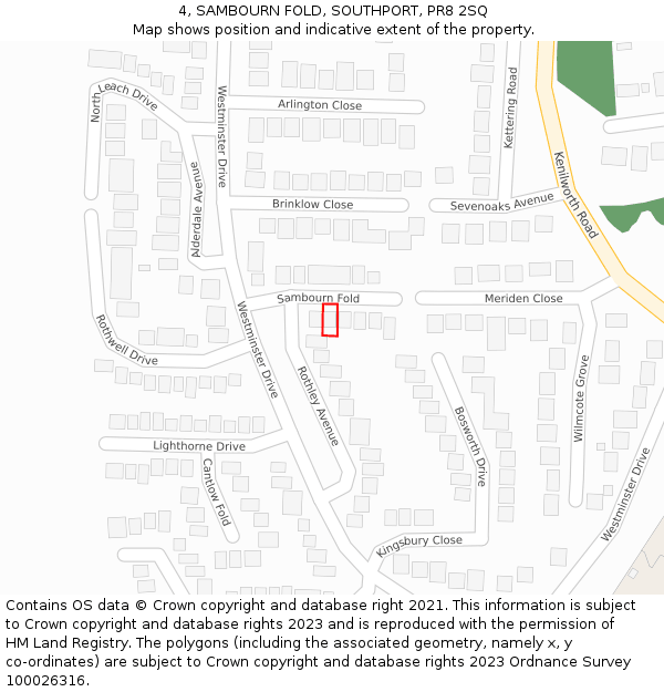 4, SAMBOURN FOLD, SOUTHPORT, PR8 2SQ: Location map and indicative extent of plot