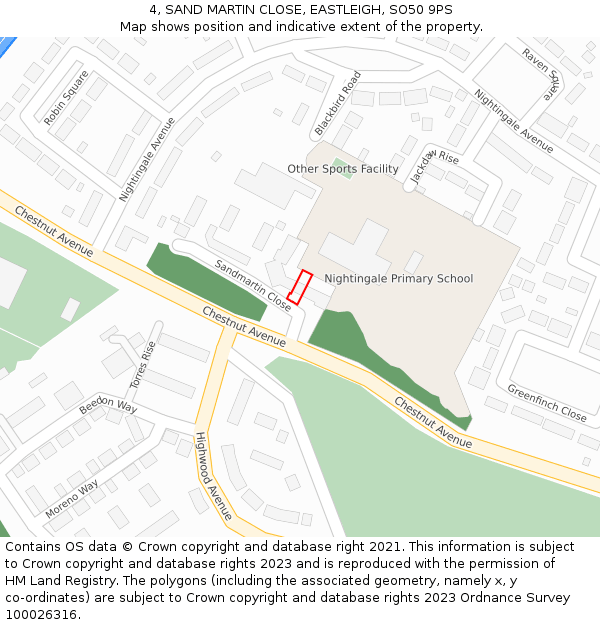 4, SAND MARTIN CLOSE, EASTLEIGH, SO50 9PS: Location map and indicative extent of plot