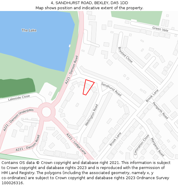 4, SANDHURST ROAD, BEXLEY, DA5 1DD: Location map and indicative extent of plot