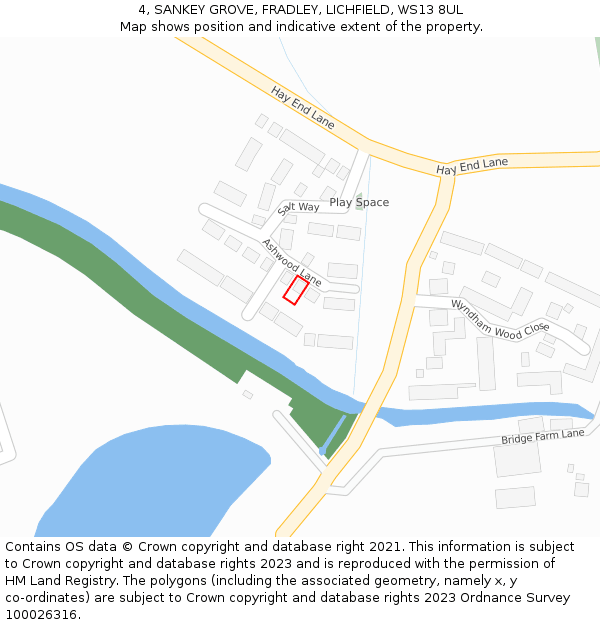 4, SANKEY GROVE, FRADLEY, LICHFIELD, WS13 8UL: Location map and indicative extent of plot