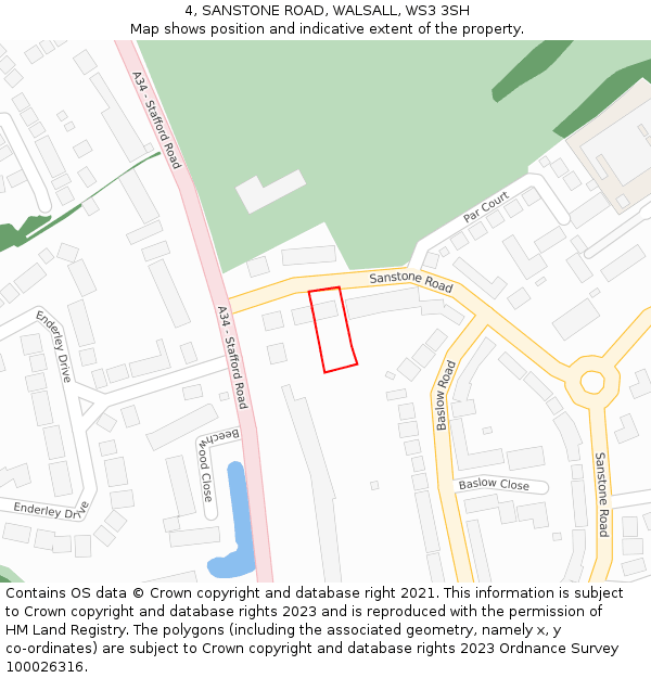 4, SANSTONE ROAD, WALSALL, WS3 3SH: Location map and indicative extent of plot