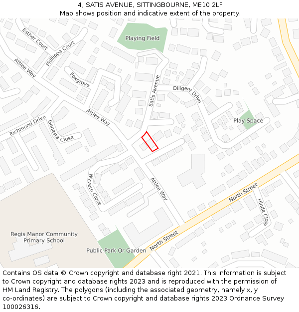 4, SATIS AVENUE, SITTINGBOURNE, ME10 2LF: Location map and indicative extent of plot