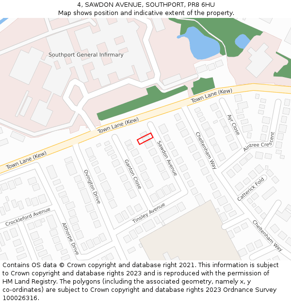 4, SAWDON AVENUE, SOUTHPORT, PR8 6HU: Location map and indicative extent of plot