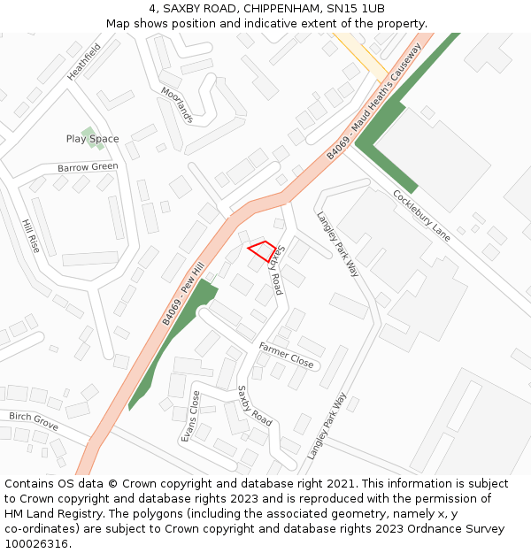 4, SAXBY ROAD, CHIPPENHAM, SN15 1UB: Location map and indicative extent of plot