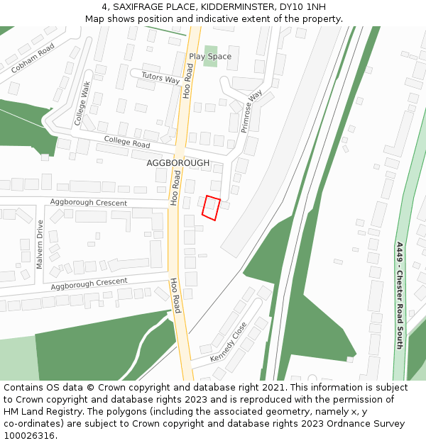 4, SAXIFRAGE PLACE, KIDDERMINSTER, DY10 1NH: Location map and indicative extent of plot