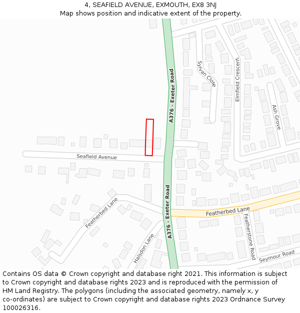 4, SEAFIELD AVENUE, EXMOUTH, EX8 3NJ: Location map and indicative extent of plot