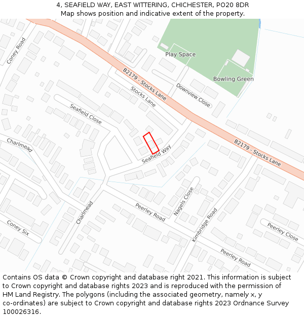 4, SEAFIELD WAY, EAST WITTERING, CHICHESTER, PO20 8DR: Location map and indicative extent of plot