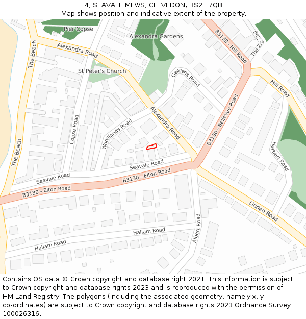 4, SEAVALE MEWS, CLEVEDON, BS21 7QB: Location map and indicative extent of plot