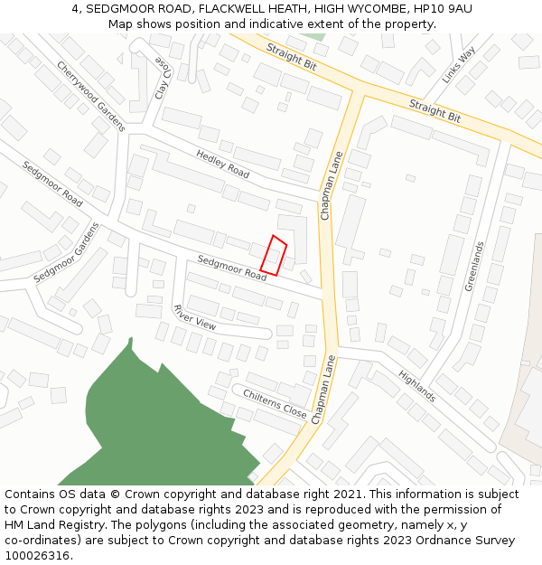 4, SEDGMOOR ROAD, FLACKWELL HEATH, HIGH WYCOMBE, HP10 9AU: Location map and indicative extent of plot