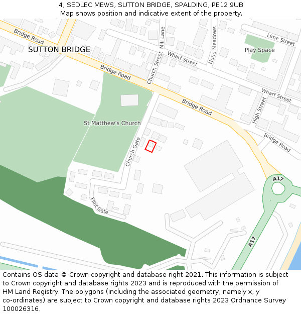 4, SEDLEC MEWS, SUTTON BRIDGE, SPALDING, PE12 9UB: Location map and indicative extent of plot