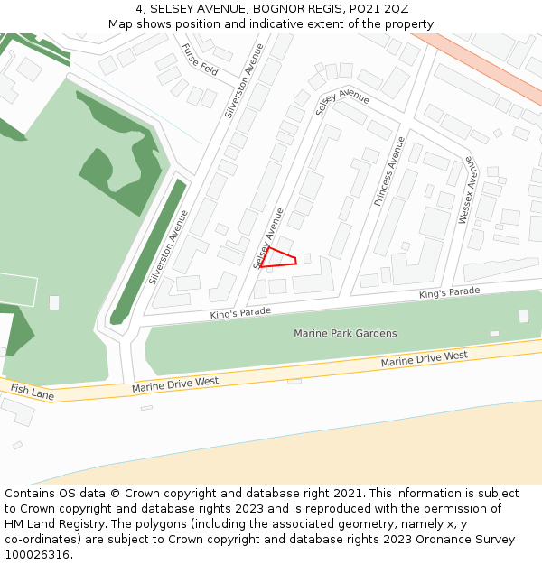 4, SELSEY AVENUE, BOGNOR REGIS, PO21 2QZ: Location map and indicative extent of plot