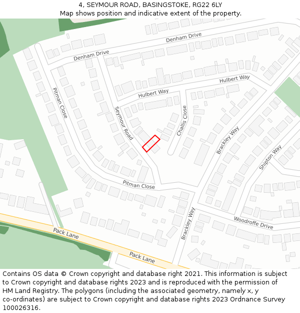 4, SEYMOUR ROAD, BASINGSTOKE, RG22 6LY: Location map and indicative extent of plot