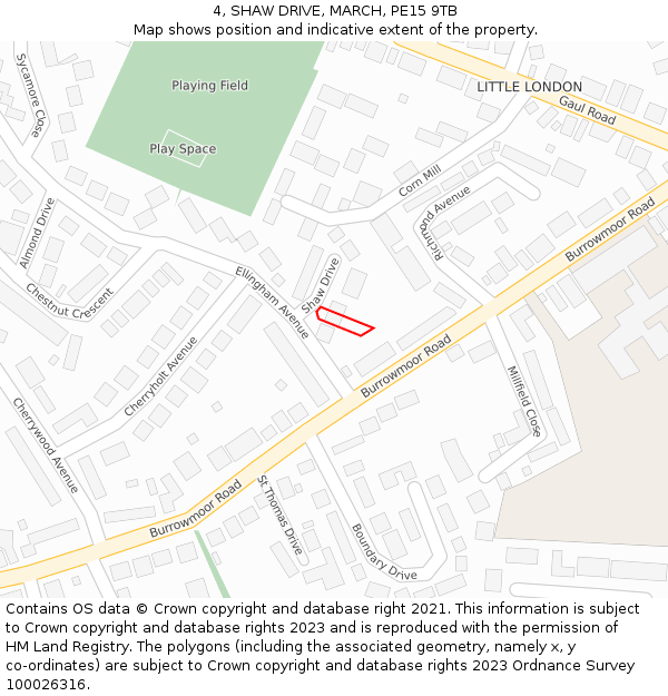 4, SHAW DRIVE, MARCH, PE15 9TB: Location map and indicative extent of plot