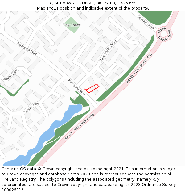 4, SHEARWATER DRIVE, BICESTER, OX26 6YS: Location map and indicative extent of plot