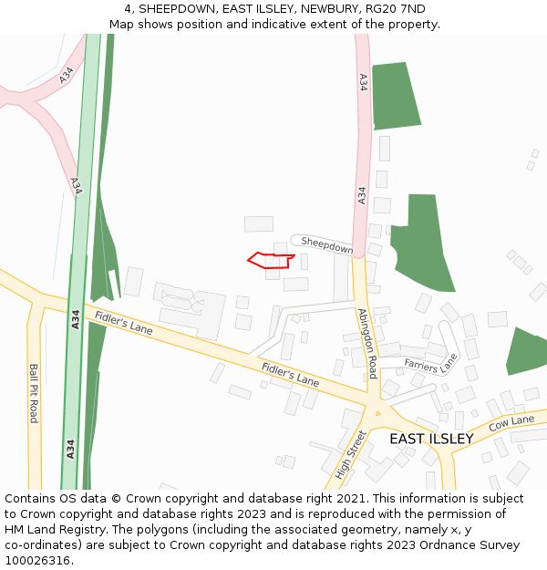 4, SHEEPDOWN, EAST ILSLEY, NEWBURY, RG20 7ND: Location map and indicative extent of plot