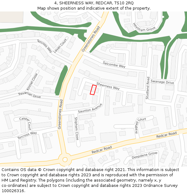 4, SHEERNESS WAY, REDCAR, TS10 2RQ: Location map and indicative extent of plot