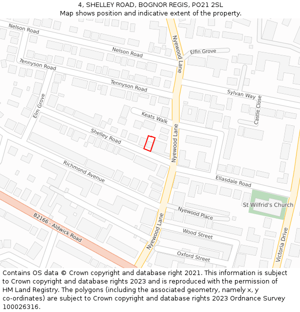 4, SHELLEY ROAD, BOGNOR REGIS, PO21 2SL: Location map and indicative extent of plot