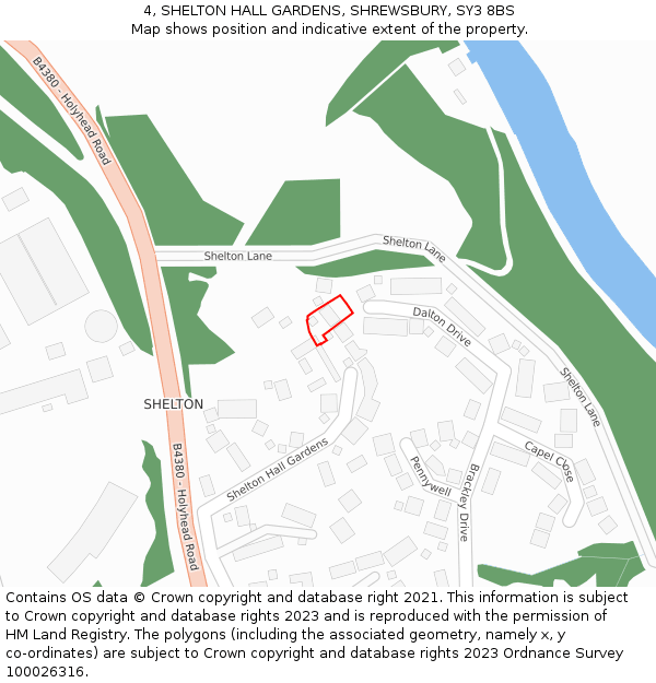 4, SHELTON HALL GARDENS, SHREWSBURY, SY3 8BS: Location map and indicative extent of plot