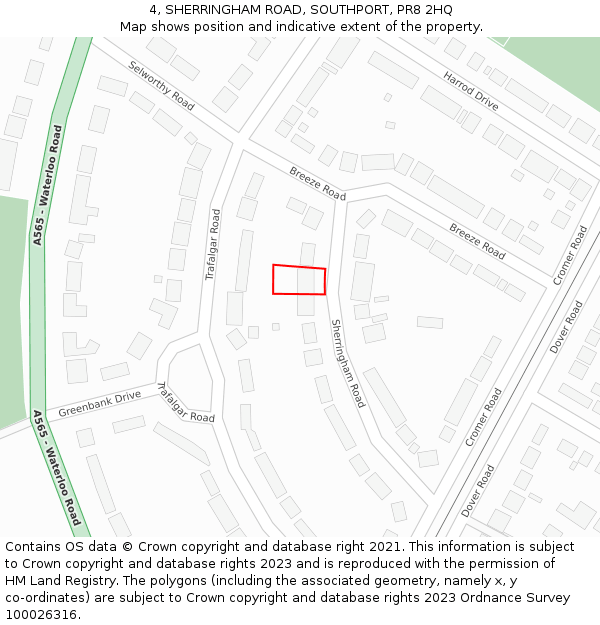 4, SHERRINGHAM ROAD, SOUTHPORT, PR8 2HQ: Location map and indicative extent of plot