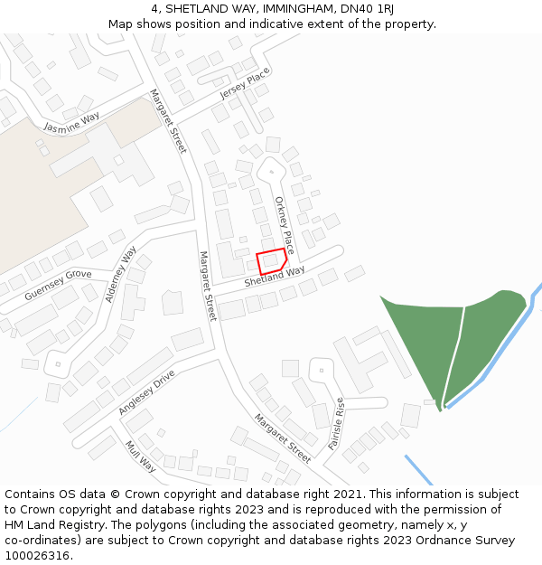 4, SHETLAND WAY, IMMINGHAM, DN40 1RJ: Location map and indicative extent of plot