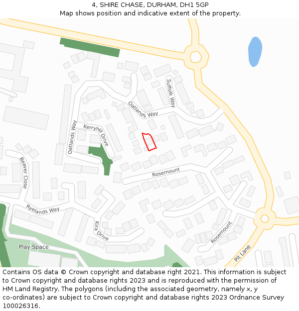 4, SHIRE CHASE, DURHAM, DH1 5GP: Location map and indicative extent of plot