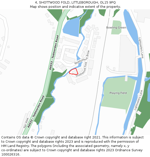 4, SHOTTWOOD FOLD, LITTLEBOROUGH, OL15 9PQ: Location map and indicative extent of plot