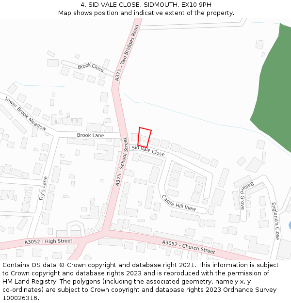 4, SID VALE CLOSE, SIDMOUTH, EX10 9PH: Location map and indicative extent of plot