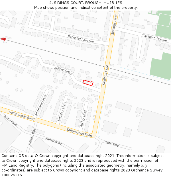 4, SIDINGS COURT, BROUGH, HU15 1ES: Location map and indicative extent of plot