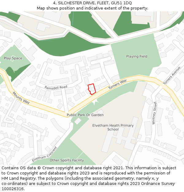 4, SILCHESTER DRIVE, FLEET, GU51 1DQ: Location map and indicative extent of plot