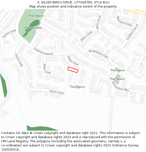 4, SILVER BIRCH DRIVE, UTTOXETER, ST14 8UU: Location map and indicative extent of plot