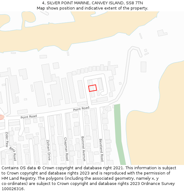 4, SILVER POINT MARINE, CANVEY ISLAND, SS8 7TN: Location map and indicative extent of plot