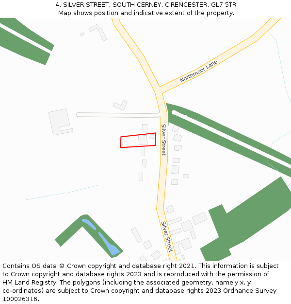 4, SILVER STREET, SOUTH CERNEY, CIRENCESTER, GL7 5TR: Location map and indicative extent of plot