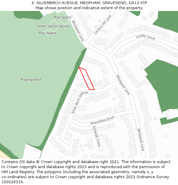 4, SILVERBIRCH AVENUE, MEOPHAM, GRAVESEND, DA13 0TP: Location map and indicative extent of plot