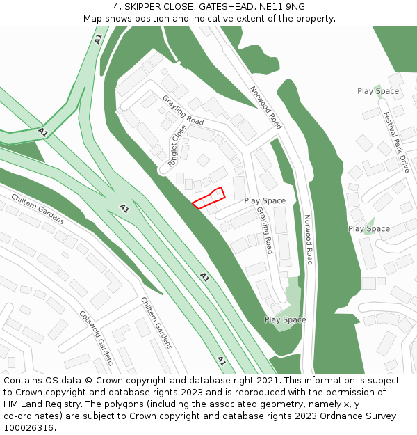 4, SKIPPER CLOSE, GATESHEAD, NE11 9NG: Location map and indicative extent of plot