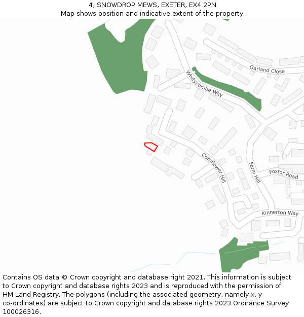 4, SNOWDROP MEWS, EXETER, EX4 2PN: Location map and indicative extent of plot