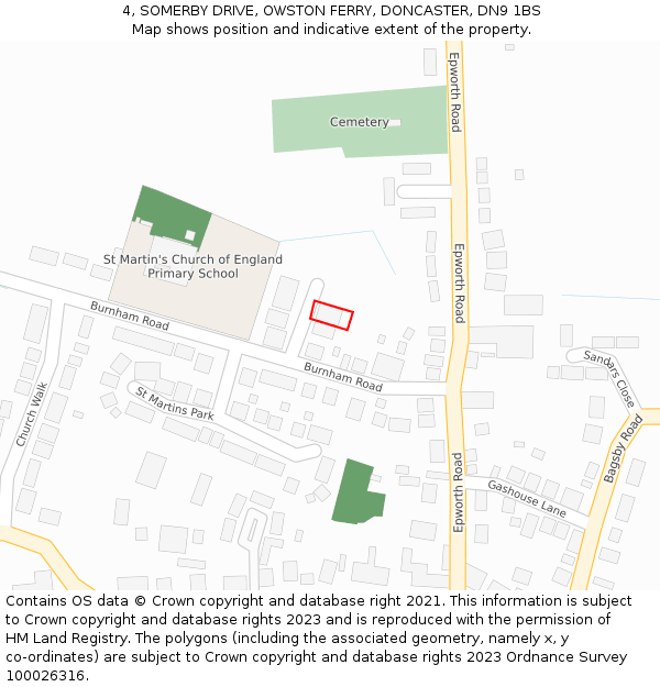 4, SOMERBY DRIVE, OWSTON FERRY, DONCASTER, DN9 1BS: Location map and indicative extent of plot