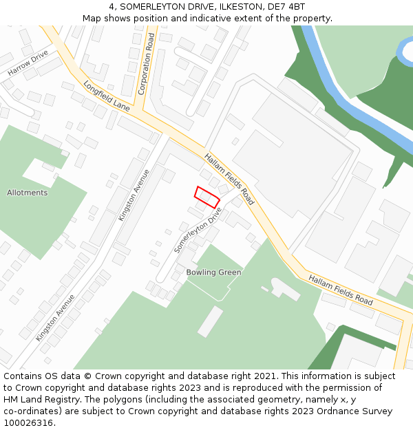 4, SOMERLEYTON DRIVE, ILKESTON, DE7 4BT: Location map and indicative extent of plot