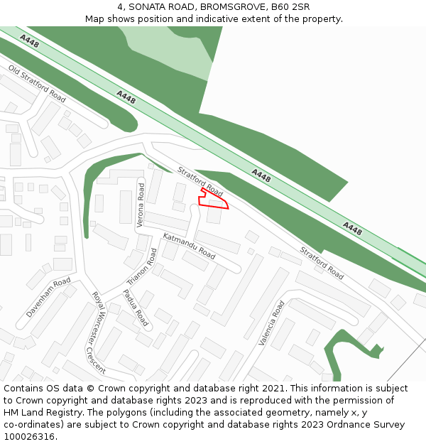 4, SONATA ROAD, BROMSGROVE, B60 2SR: Location map and indicative extent of plot