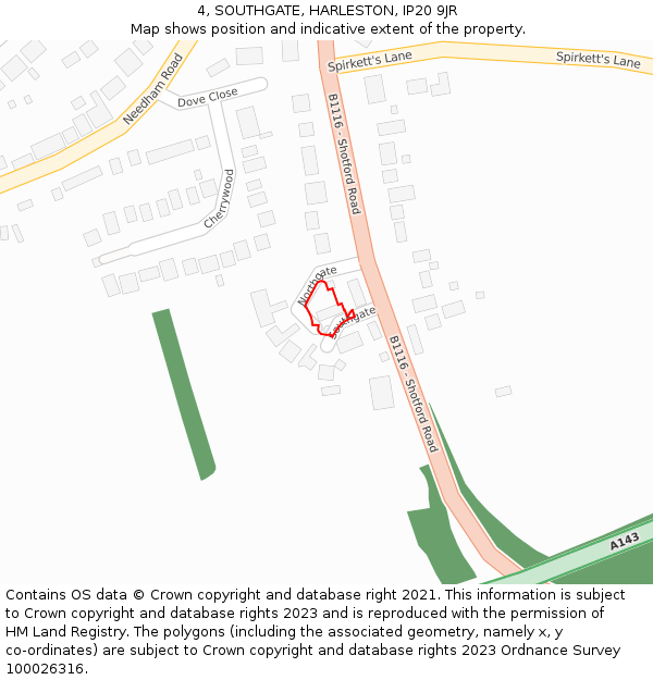 4, SOUTHGATE, HARLESTON, IP20 9JR: Location map and indicative extent of plot