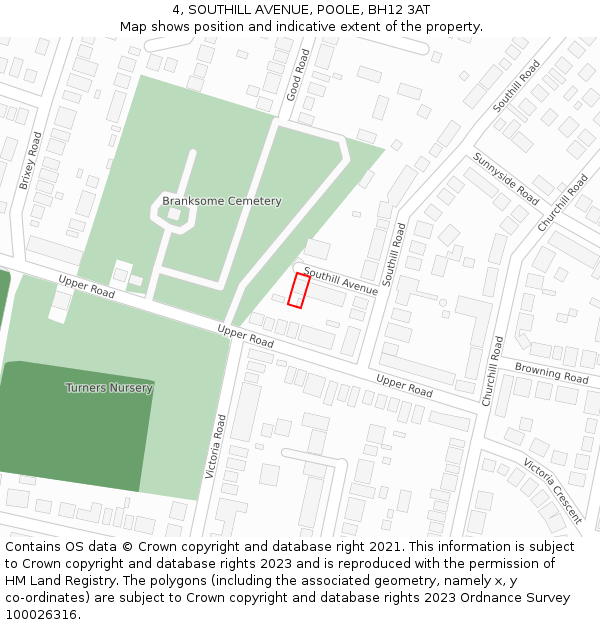 4, SOUTHILL AVENUE, POOLE, BH12 3AT: Location map and indicative extent of plot