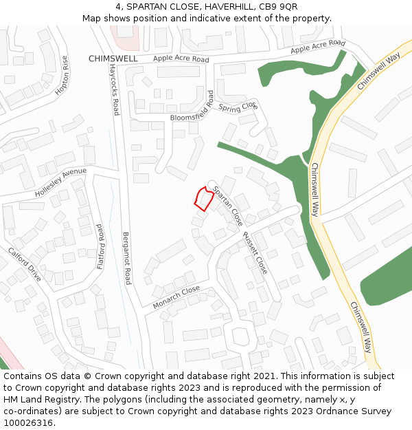 4, SPARTAN CLOSE, HAVERHILL, CB9 9QR: Location map and indicative extent of plot
