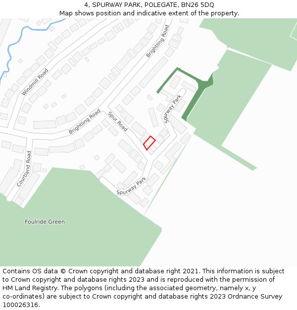 4, SPURWAY PARK, POLEGATE, BN26 5DQ: Location map and indicative extent of plot